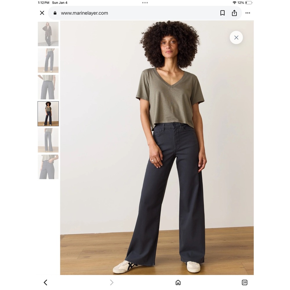 MARINE LAYER CHARLIE WIDE LEG PANTS IN BLACK